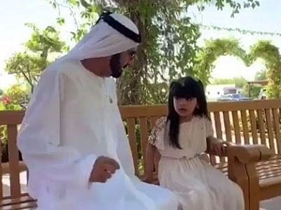 Shaikh Mohammad Bin Rashid with Salamah Al Qahtani. 