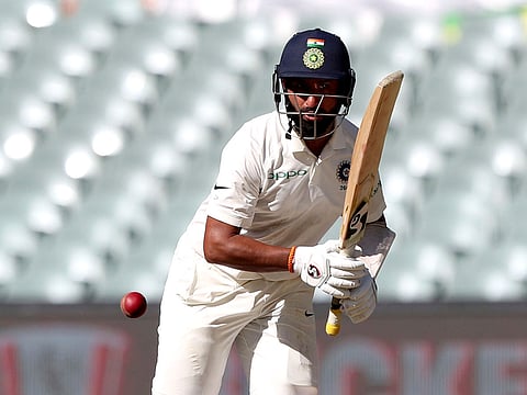 India's Cheteshwar Pujara bats during the first cricket test between Australia and India in Adelaide, Australia,Thursday, Dec. 6, 2018.