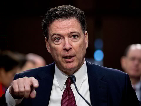 In this June 8, 2017 file photo, former FBI director James Comey speaks during a Senate Intelligence Committee hearing on Capitol Hill, in Washington. 