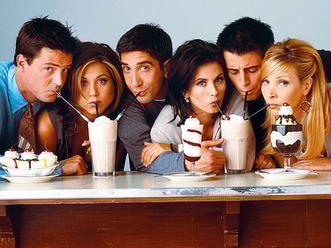 ‘Friends’ cast members Matthew Perry, Jennifer Aniston, David Schwimmer, Courteney Cox, Matt LeBlanc and Lisa Kudrow.