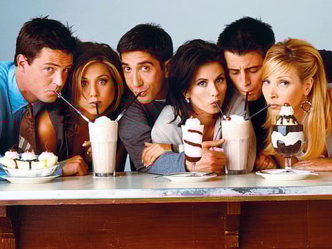 ‘Friends’ cast members Matthew Perry, Jennifer Aniston, David Schwimmer, Courteney Cox, Matt LeBlanc and Lisa Kudrow.