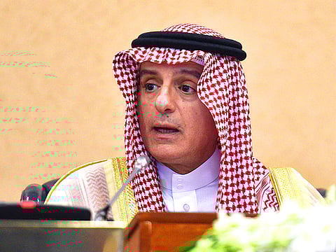 Saudi Foreign Minister Adel Al Jubeir speaks during a press conference at the Diriya Palace in the Saudi capital Riyadh during the Gulf Cooperation Council (GCC) summit 
