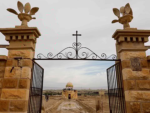 The Franciscan church at Qasr al-Yahud in the occupied West Bank near the Jordan river, which is being opened for the first time in 50 years. Efforts to clear thousands of landmines and other ordnance around the site where many believe Jesus was baptised have reached a milestone and officials allowed a rare glimpse Sunday of former churches there.