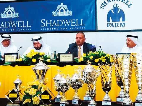 Mirza Al Sayegh, Shareef Al Halawani, Sadiq Al Mulla and Prof. Abdullah Mohammad Al Shamsi at the Jebel Ali Racecourse.