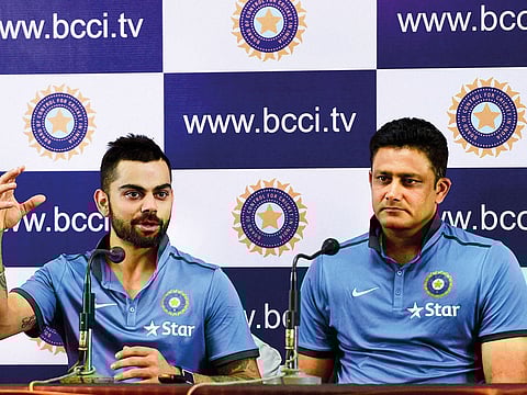 ICC Cricket Committee chairman Anil Kumble (right) and  Virat Kohli, the Indian captain, have different views on the contentious 'umpire's call' in the game. 