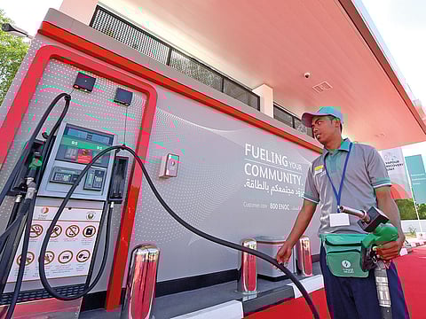 ENOC’s newly launched first compact relocatable fuel station at Arabian Ranches on 12 December 2018.