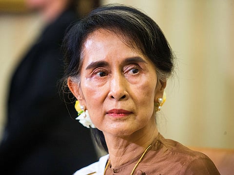 ung San Suu Kyi during a meeting with then President Barack Obama at White House in Washington, Sept. 14, 2016.