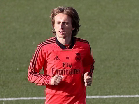 Real Madrid's Luka Modric during training.