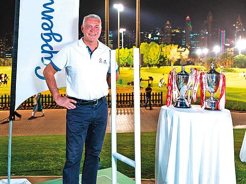Scott Hastings at a World Rugby Sevens Series event in Dubai hosted by Capgemini.