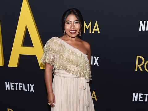 Actress Yalitza Aparicio arrives at the Los Angeles Premiere of Alfonso Cuaron's "Roma" at American Cinematheque's Egyptian Theatre on December 10, 2018 in Hollywood, California.