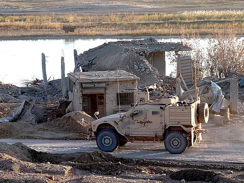 This picture shows a US army vehicle supporting the Syrian Democratic Forces (SDF) in Hajin, in Deir Ezzor province, eastern Syria, on December 15, 2018