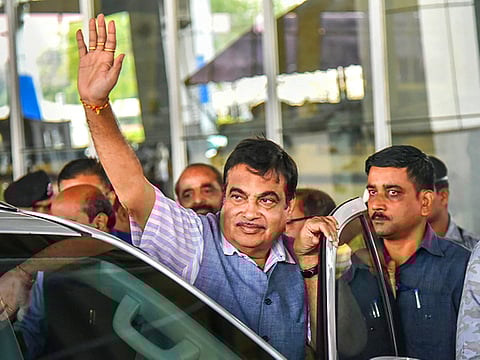 Union Minister Nitin Gadkari, at the airport in Nagpur, Friday, Dec. 7, 2018