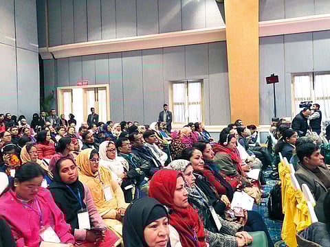 Nepali women at a global conference organised by the Abu Dhabi-based World Muslim Communities Council in Kathmandu.