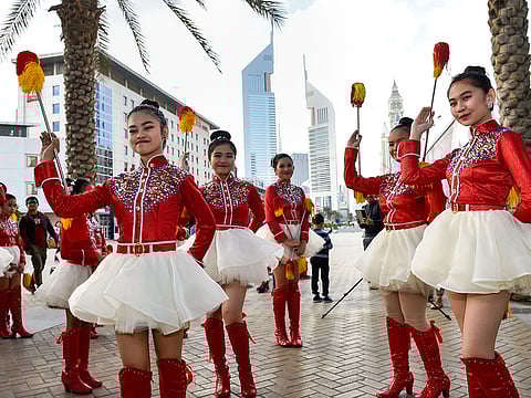 Filipinos in large numbers participate in a colourful parade at the start of The Bayanihan Festival  at the Dubai World Trade Centre.