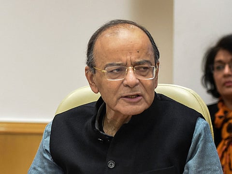  NITI Aayog Vice Chairman Rajiv Kumar addresses a press conference after the release of NITI Aayog’s Strategy Document for New India@75, in New Delhi.