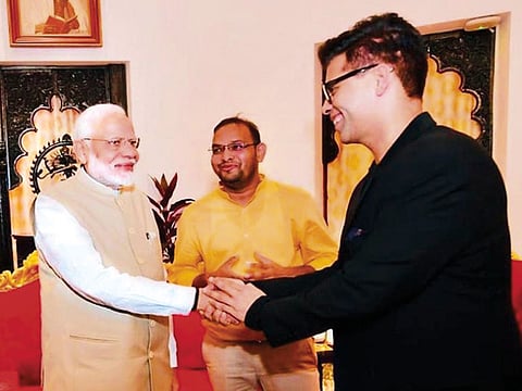 Narendra Modi and Karan Johar at the meeting.
