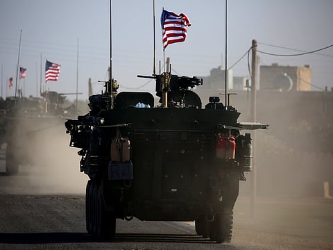 Convoy of US forces armoured vehicles in northern Syria, for illustrative purposes only.