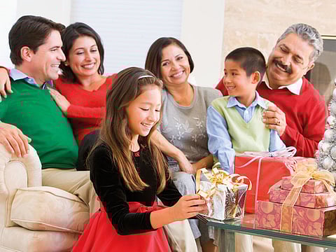 A family during Christmas.