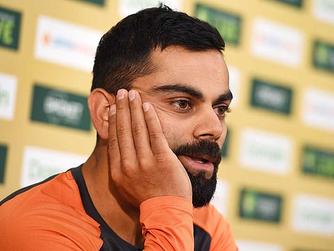 India's Virat Kohli speaks during a press conference in Melbourne on December 25, 2018, ahead of the third cricket Test match against Australia.  