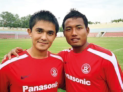 Sunil Chhetri (left) with strike partner Jeje Lalpeklua.