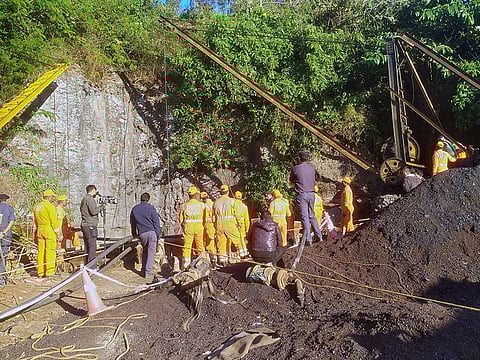 Rescuers work at the site of a coal mine that collapsed in Ksan, in the northeastern state of Meghalaya, India, December 23, 2018. Picture taken December 23, 2018.