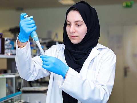 A researcher at work at the United Arab Emirates University. For illustrative purposes only.