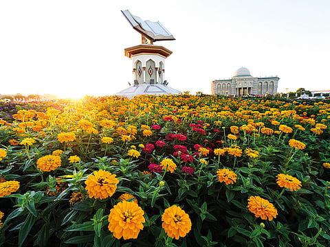 Beautiful floral landscaping adds a touch of class to Cultural Square in Sharjah.