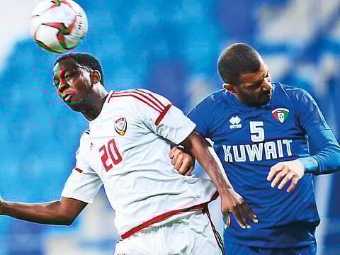 Action from the friendly match between the UAE and Kuwait in Abu Dhabi on Friday. Kuwait won 2-0.
