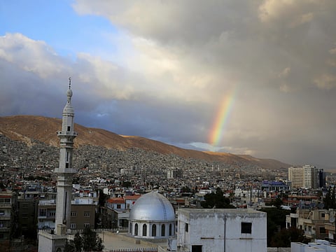 File photo: A rainbow appears over Damascus, Syria.