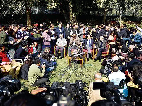 The four Supreme Court justices sit for the press conference that rocked India’s judiciary on January 12, 2018.