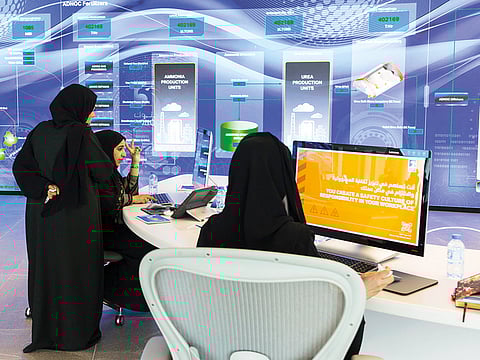 Adnoc’s Panorama Command Centre at its Abu Dhabi headquarters. 