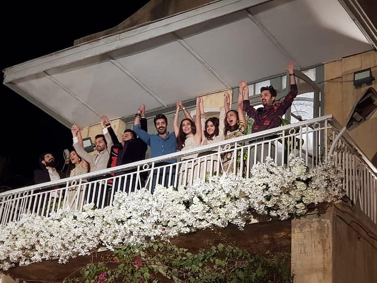 The main cast of PAREY HUT LOVE show up at the wrap-up party