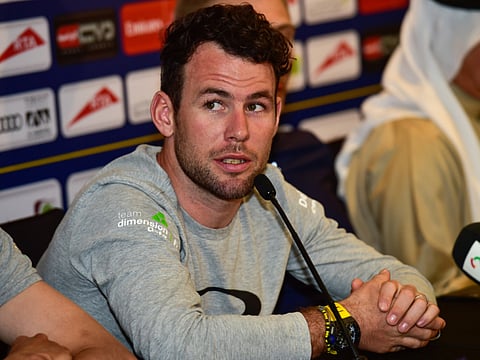 Mark Cavendish of Team Dimension Data addressing media on the eve of Dubai Tour.