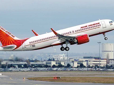 An Air India Airbus A320neo plane takes off in Colomiers near Toulouse, France.