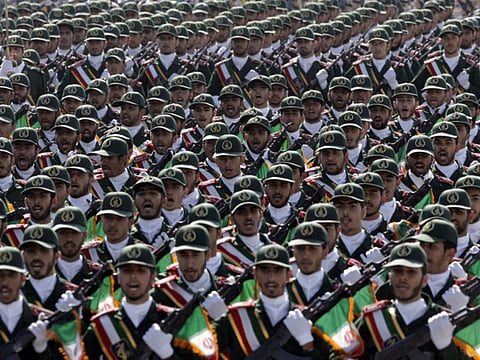 Iran’s Revolutionary Guard troops march during a parade in Tehran (File) 