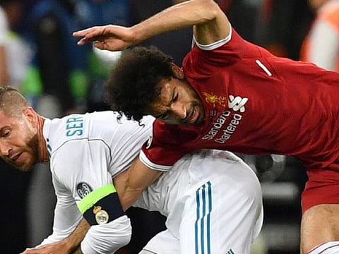 Mohammad Salah (right) hints he has not forgiven Sergio Ramos (left) following Champions League final clash. Salah was substituted 31 minutes into the final.