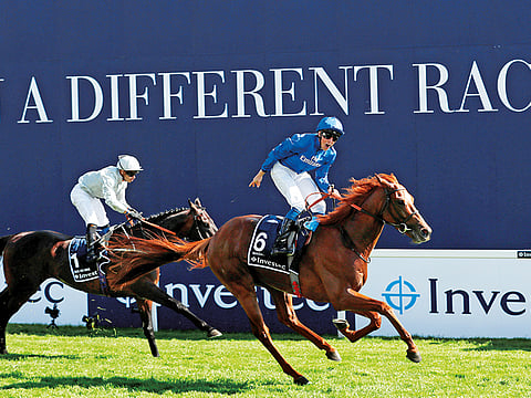 Masar, ridden by William Buick, at the Epsom Derby.
