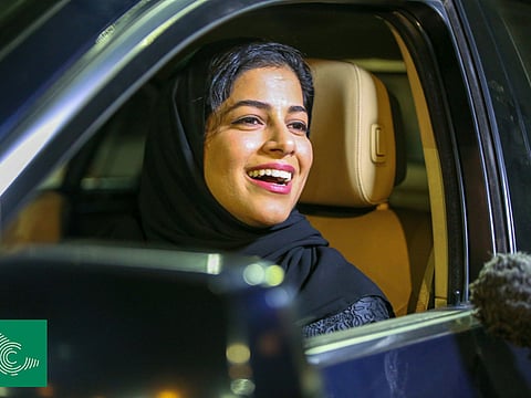 File picture: A Saudi woman driver being interviewed by the local media.