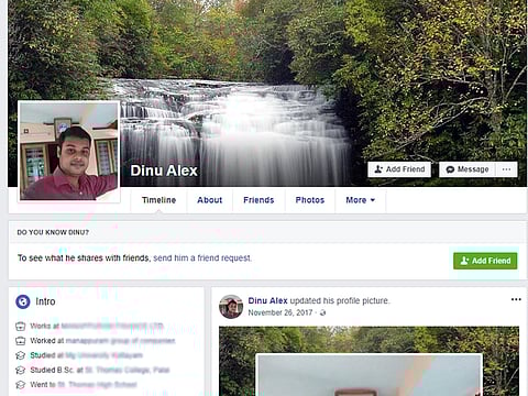 Screengrab of Facebook profile