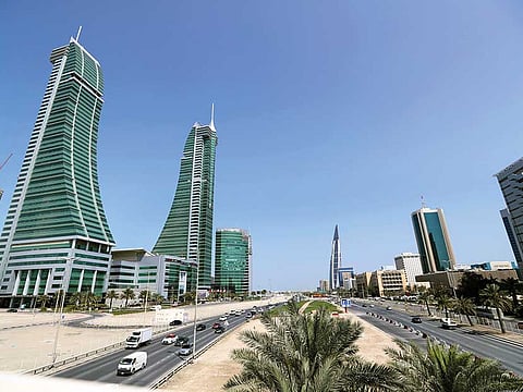Bahrain Financial Harbour (left) and Bahrain World Trade Centre in the diplomatic area of Manama