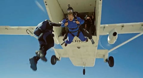 Tom Cruise takes James Corden skydiving