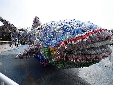 Picture for illustrative purposes: A whale shark made of plastic waste  