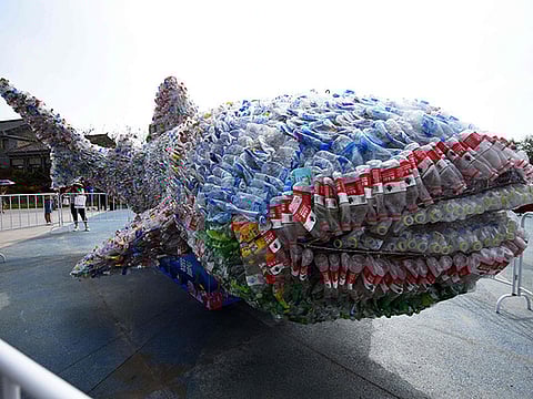 Picture for illustrative purposes: A whale shark made of plastic waste  
