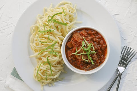 Beef bolognese with tagliatelle