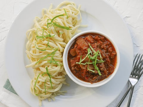 Beef bolognese with tagliatelle