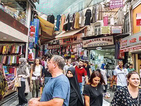 Shoppers at a market in Istanbul. Turkey's economy likely rebounded sharply in the second quarter to grow at a record pace after contracting at the height of the COVID pandemic.