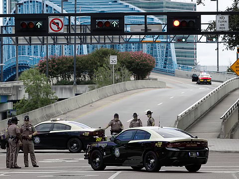 Florida Highway patrolmen block the entrance to the Main Street Bridge near the scene of a mass shooting at Jacksonville (File)