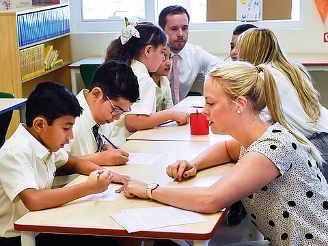 File photo: Students and teachers at GEMS Wellington Academy Al Khail, Dubai, in 2019