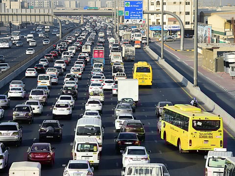 File image used for illustrative purposes: The build-up of traffic on Sheikh Mohamed Bin Zayed Road