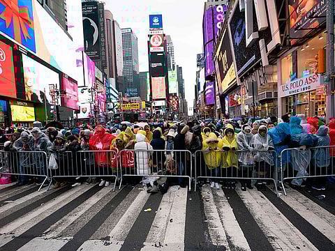Revelers gather for the New Year's celebration December 31, 2018 in Times Square in New York.